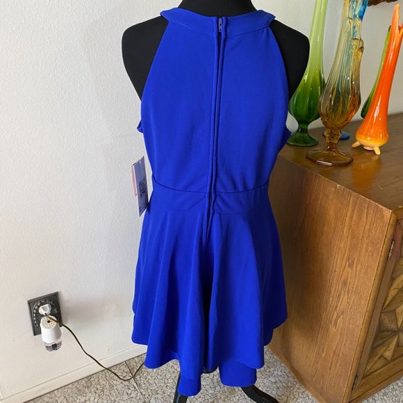 Royal Blue Emerald Sundae Cocktail dress with Gold emblem self Belt Size 11 NWT - Picture 6 of 12